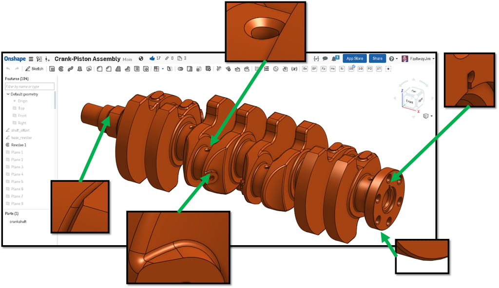 Mazda Miata Crankshaft CAD